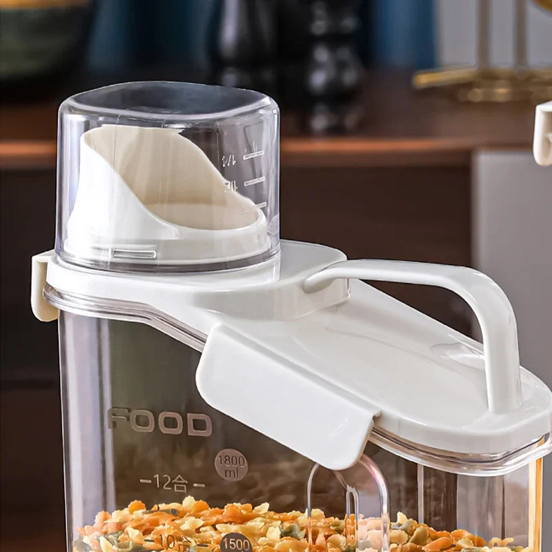 Grain Storage Box Scale Handle Food Bean Sealed Jar Cereals Container Kitchen Large Capacity Grain Dispenser Oatmeal Bottle Home