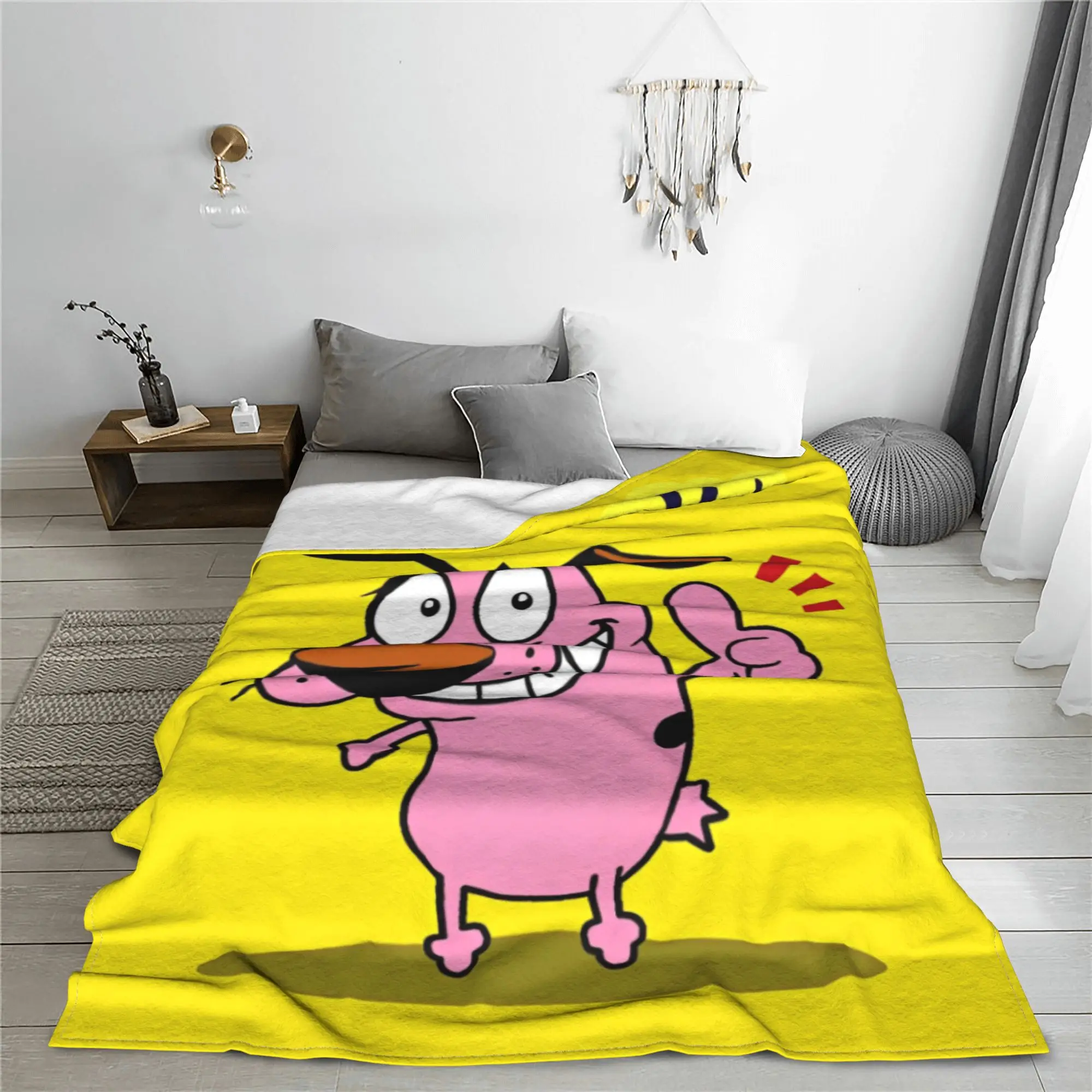 Cowardly Dog C-Courage Cartoon Funny Blankets I am OK Fuzzy Awesome Breathable Throw Blankets for Home Winter Outdoor