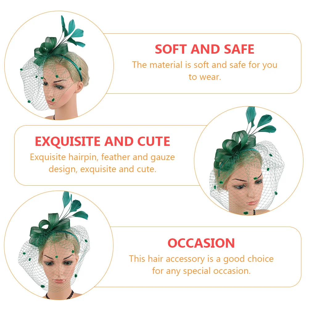 Mesh Head Flower Bridal Tiara Hair Ties Band Female Party Headdress Feather Supply Woman Headwear Charm Women's