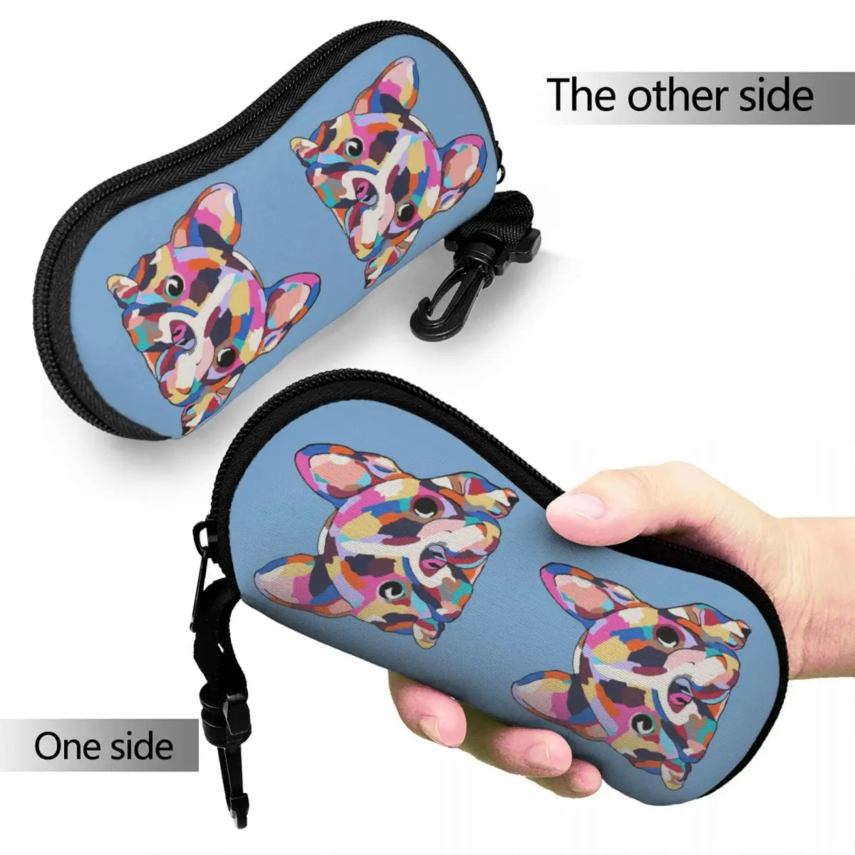 Zoe French Bulldog Glasses Case Printing Zipper Pet Frenchie Animal Eyeglasses Storage Box Hot Glasses Box