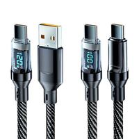 1m 120W Type C Super Fast Charging Cable LED Digital Display USB C Charger Cable For Xiaomi Hua wei Sam sung 6A Data Cord