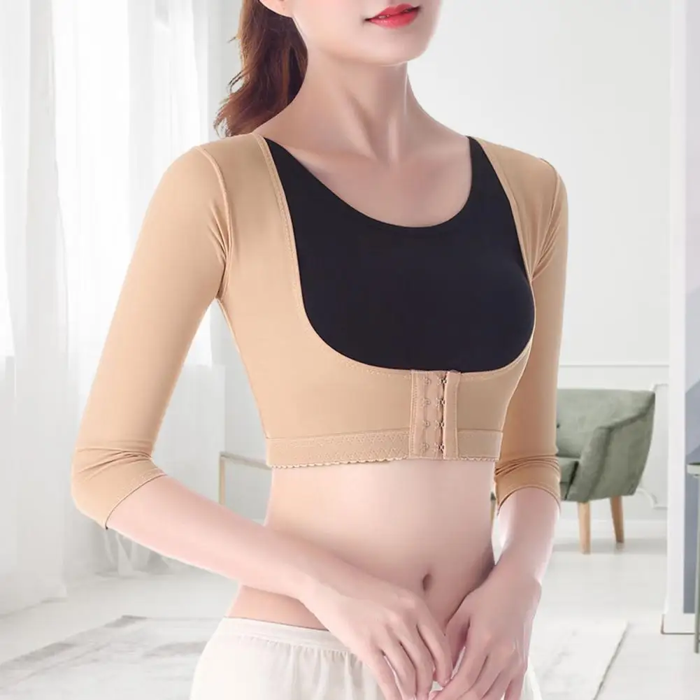 Back Support Alignment Top Arm Underwear Tops for Women Posture Shaperwear with Bust Push Up Body Shaper Short Sleeve