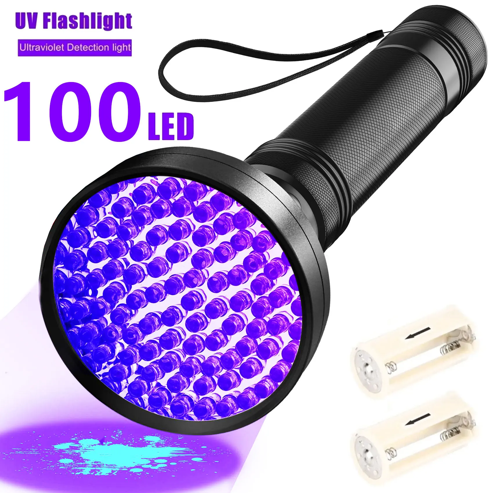 100LED 39nm الأشعة فوق البنفسجية مصباح يدوي عالية الطاقة الأشعة فوق البنفسجية الشعلة المال خام بقع الحيوانات الأليفة غير مرئية الحبر العقرب ماركر ضوء الفلورسنت