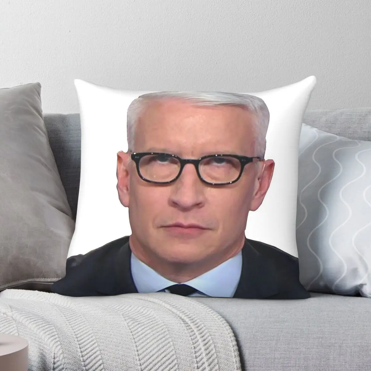 Anderson Cooper Eye Roll Square Pillowcase Polyester Linen Velvet Printed Decorative Throw Pillow Car Cushion Cover Wholesale