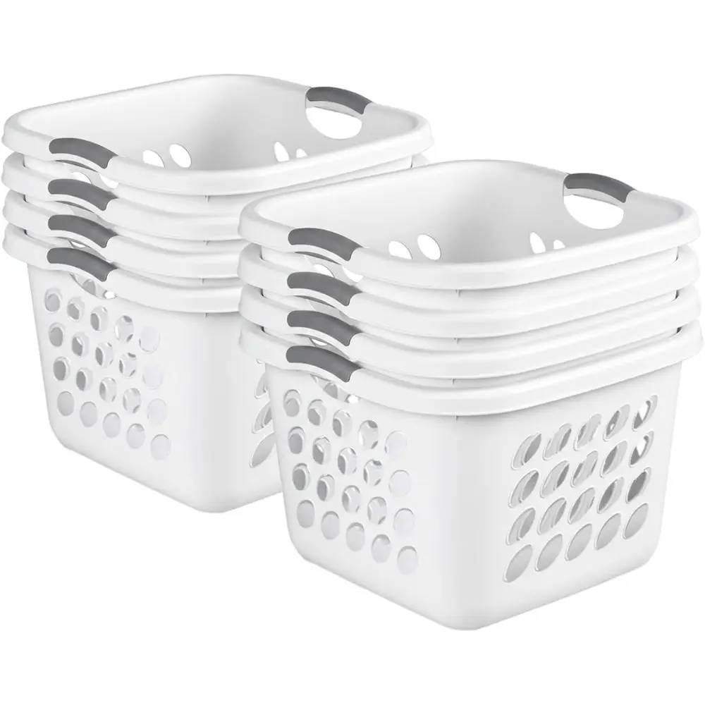 

Корзина для белья, пластиковая корзина для одежды, большая квадратная корзина с удобными ручками и усиленным ободком, вместимость втулки 1,5, белый
