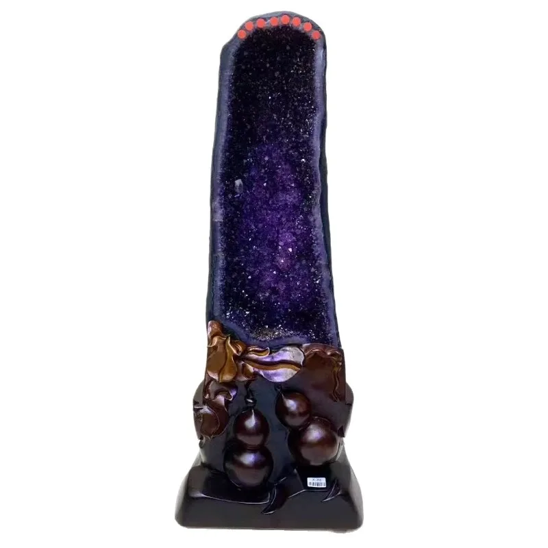 

Natural amethyst cave money bag ornament, crystal cave rough stone cornucopia