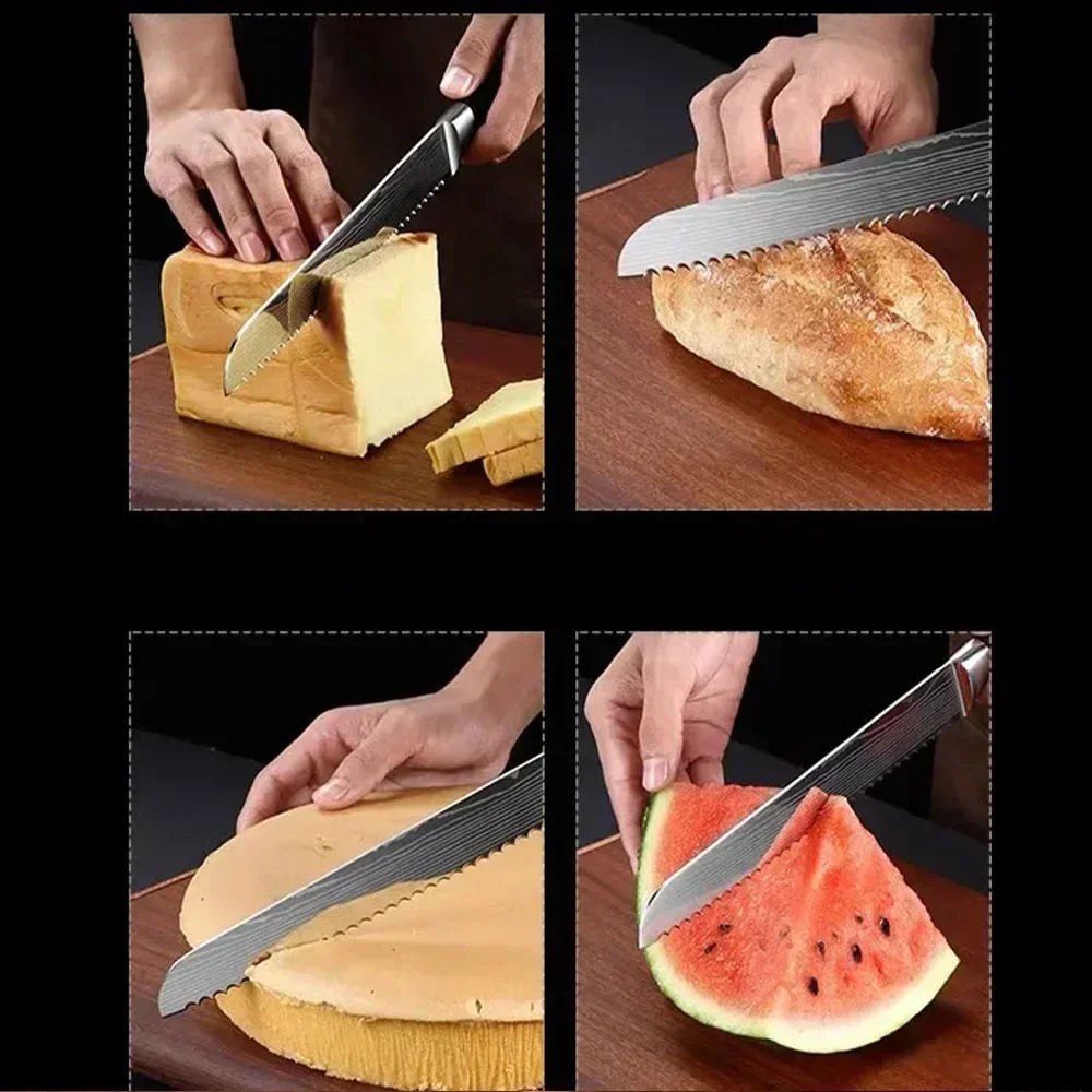 Professional Kitchen Knives Chef Cleaver Meat Wood Handle Japanese Knife Slicing Bread Fruit Fish BBQ Butcher Boning Knife Tools