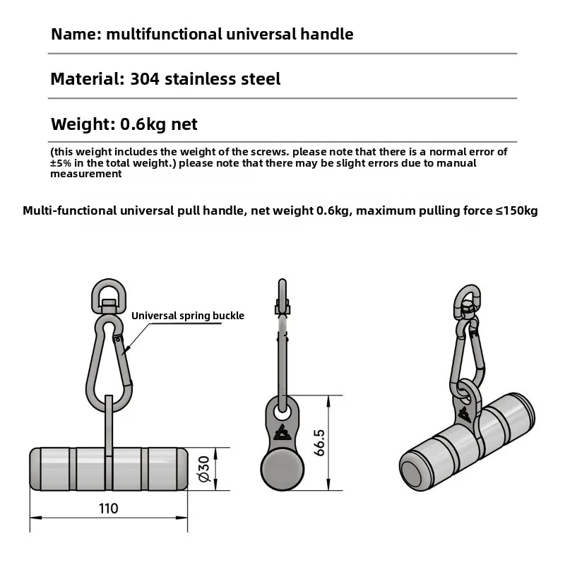 Multifunktionale Universalgriffe aus Edelstahl für Kabelzugmaschinen, Zubehör, Hochziehgriff, Fitnessgeräte-Teile – Detail 6