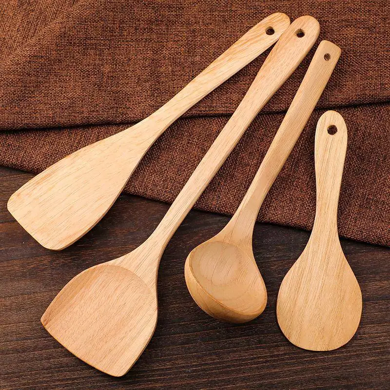 Long Handle Wooden Spatula Non-Stick Pan Special Stir-Fry Kitchen Utensil No Paint No Wax Home Use Wooden Spoon Gadget