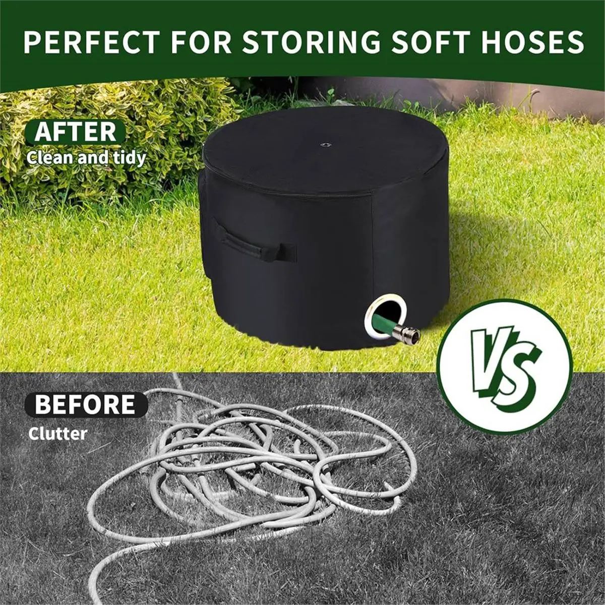 Garden Water Hose Holder Storage Bag Pot,Water Hose Hider,Holds 150 Ft Hose ,Bottom with Drain Holes,Patio and Indoor