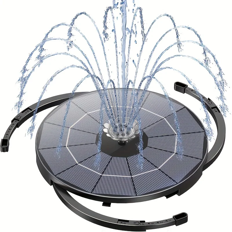 Solar Bird Bath Fountain Pump, Multiple Nozzles,Plastic Outdoor Water Feature for Garden, Pond, Patio, Corded Solar Powered