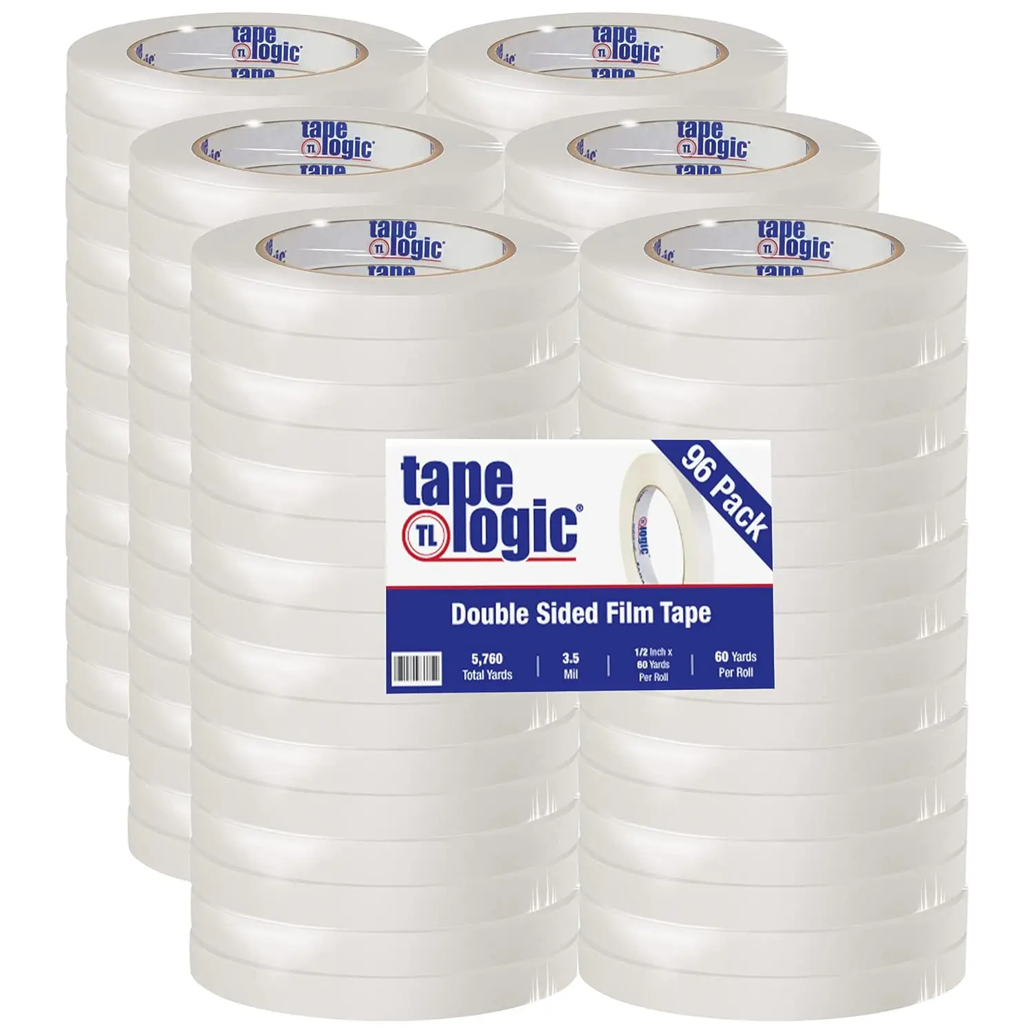 Aviditi Tape Logic Multipurpose Double Sided Film Tape, 1/2 Inch x 60 Yards - for General Purpose Mounting, Splicing,