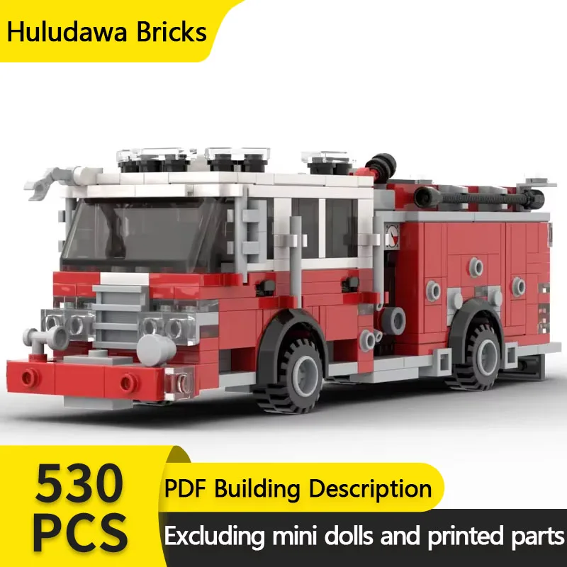 City Service Car Model MOC Building Brick American Fire Engine Modular Technology Gifts Holiday Assemble Children Toy Suit