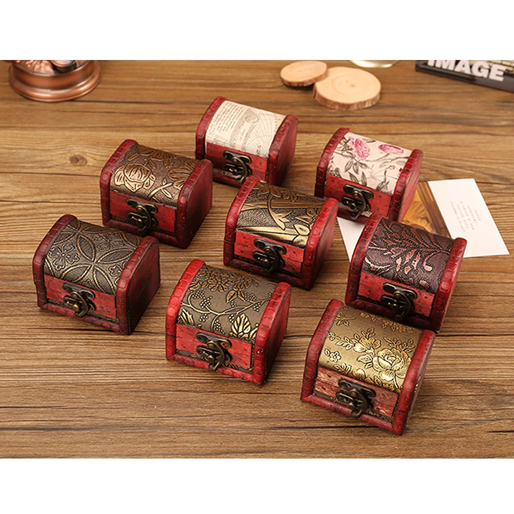 1Pcs Wooden Vintage Storage Box Large Retro Desktop Organizer Blue Style Sundries Container for Jewelry