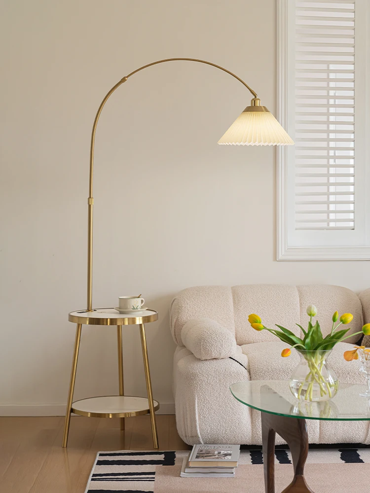 Fishing lamp Floor lamp Simple light luxury Living room Cream wind sofa Double coffee table storage Bedroom bedside floor lamp