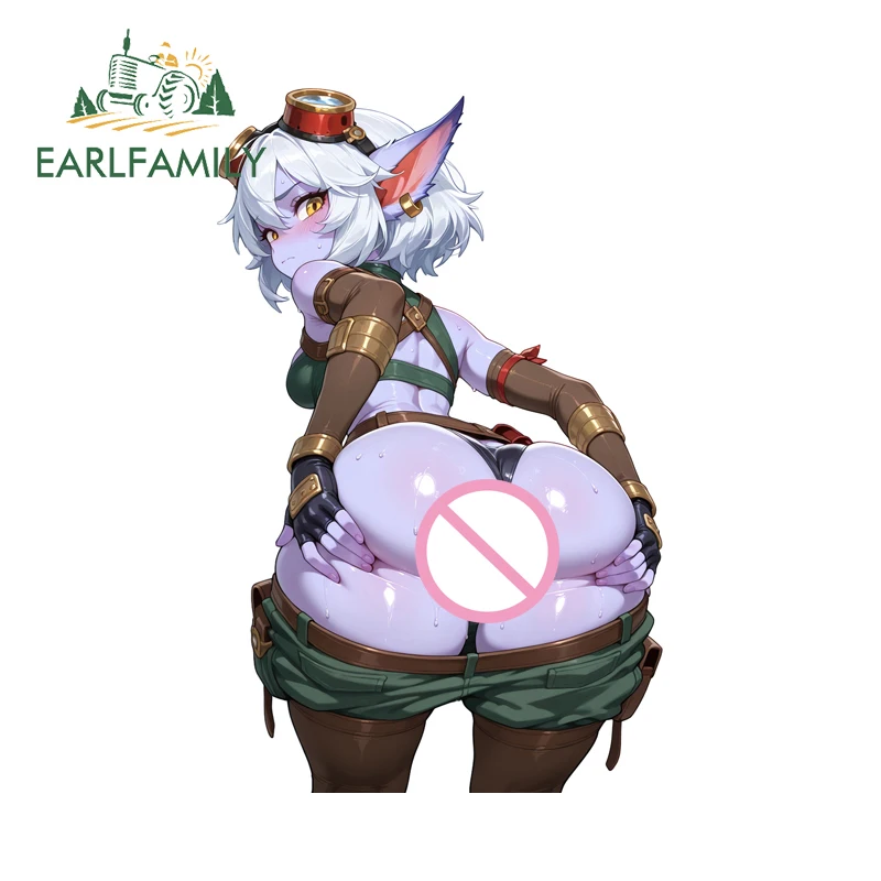 EARLFAMILY Tristana League of Legends pegatinas de coche Waifu culo peludo maletero JDM ATV calcomanía Hentai Campervan decoración de etiquetas de coche