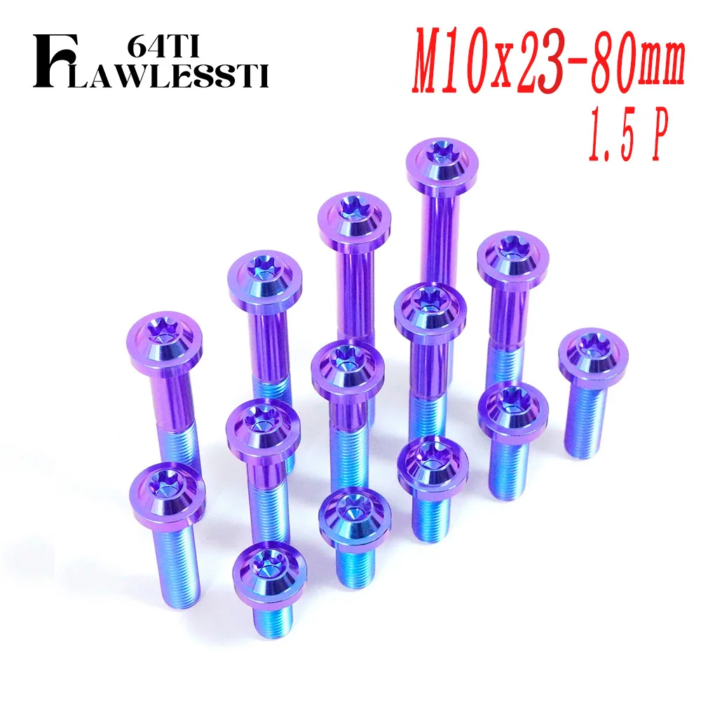 FLAWLESSTI M10x23-70 1.5 Pitch Gr5 Titanium Bolts Swingarm Exhaust Pipe Rear Shock Brake Caliper Bolt For S1000RR Xmax 300