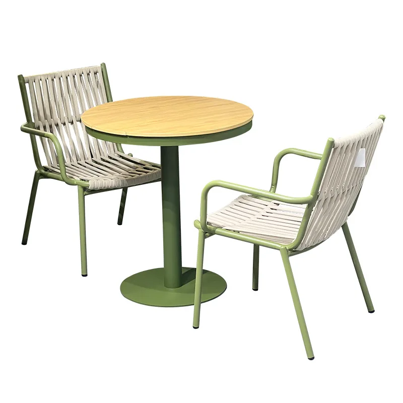 

gj-Outdoor Patio Balcony Leisure Tables and Chairs Rattan Chairs Open Garden Waterproof Nordic Outdoor Tables and Chairs Green&