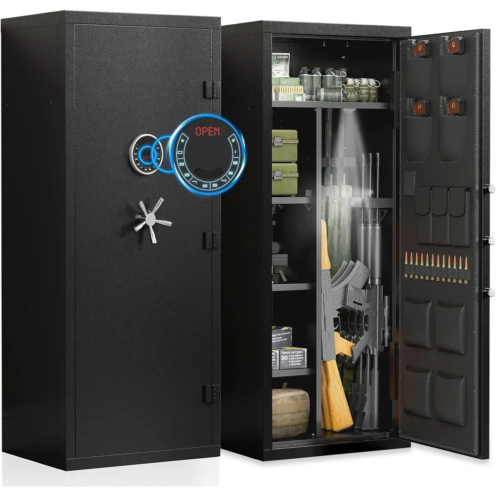 

15-20 Capacity Firearms Safe with Adjustable Shelves and Gun Rack, Silent Operation and Dual Alarm System
