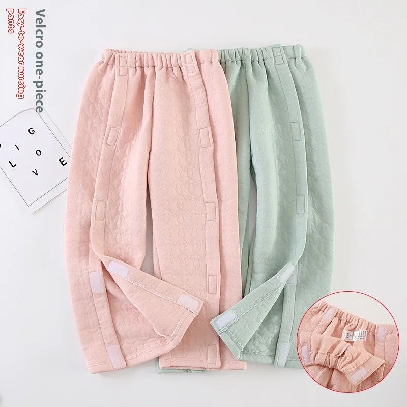 Open Sides Nursing Pants Lounge Wearing Men Women Fractures Sick Beds Cotton Trousers Care Clothes Winter Thickened Homewear