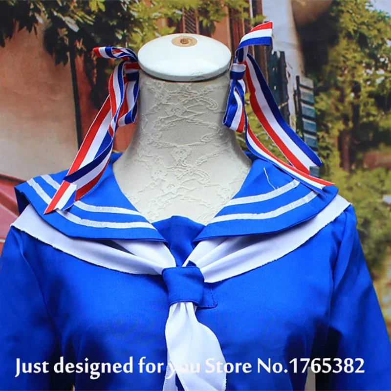 Adult women anime wadanohara cosplay costume Japan girls White blue sailor uniform set top skirt scarf headwear