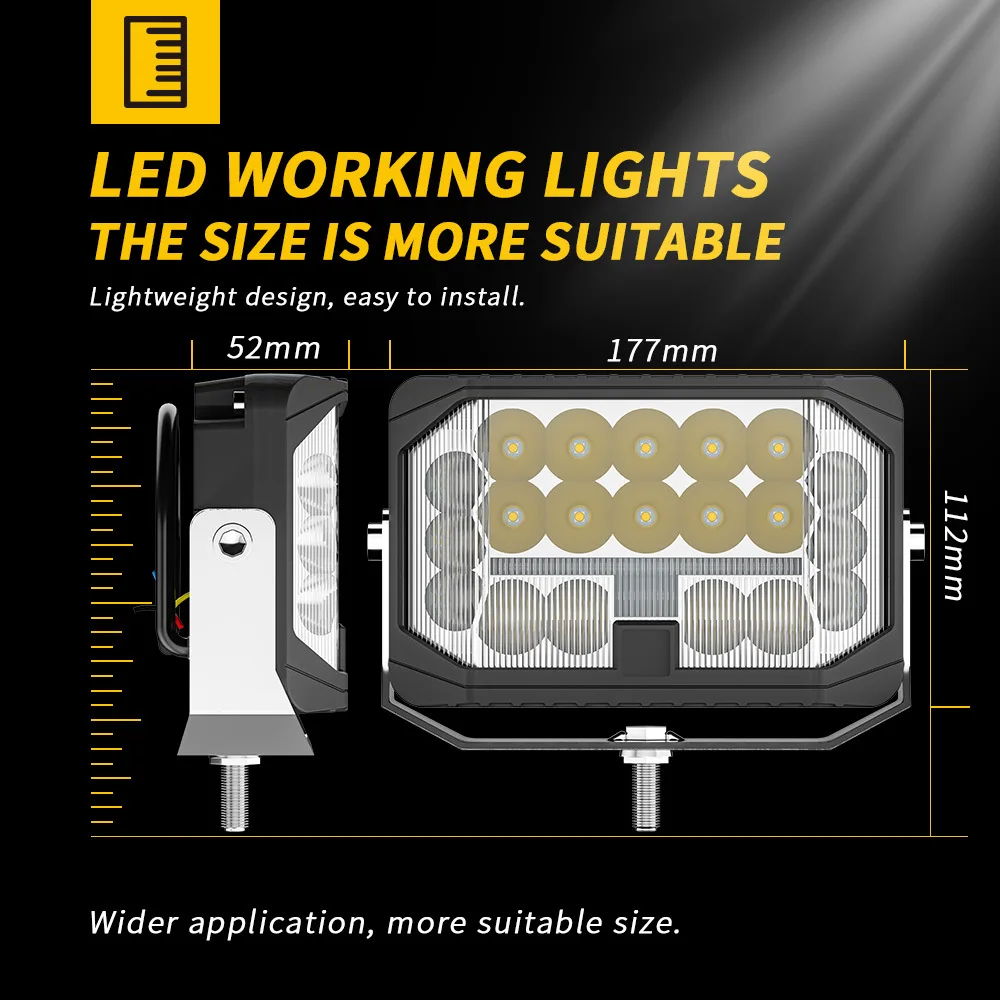 ZK35 Car Modification 7 Inch LED Work Light Driving Light LED Spotlight Far and Near Light Paving Spotlight Off-road Vehicle