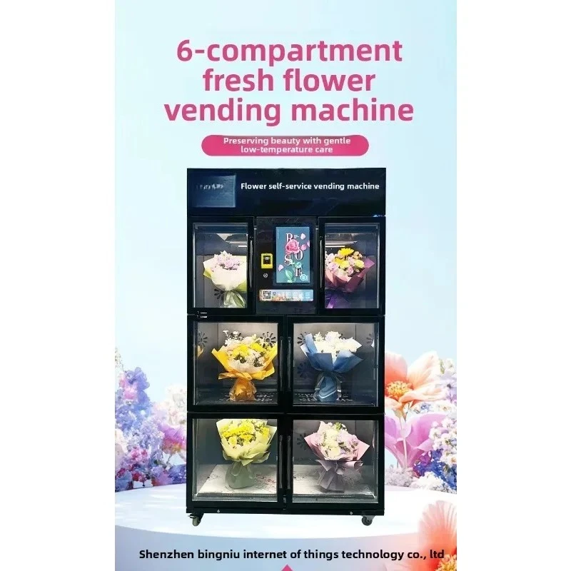 Fresh Flower Vending Machine, Touch Screen Operating Panel, Temperature Regulated Locker for Floral Commercial Shop Customized