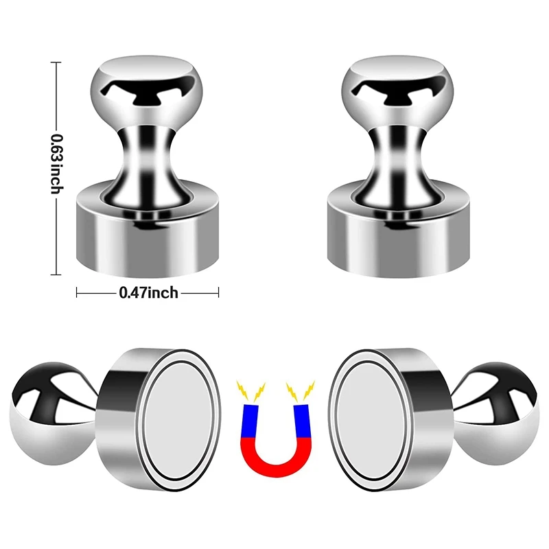 Pin jempol magnetik logam, papan Magnet 18 buah, Magnet kulkas praktis, sempurna untuk papan tulis