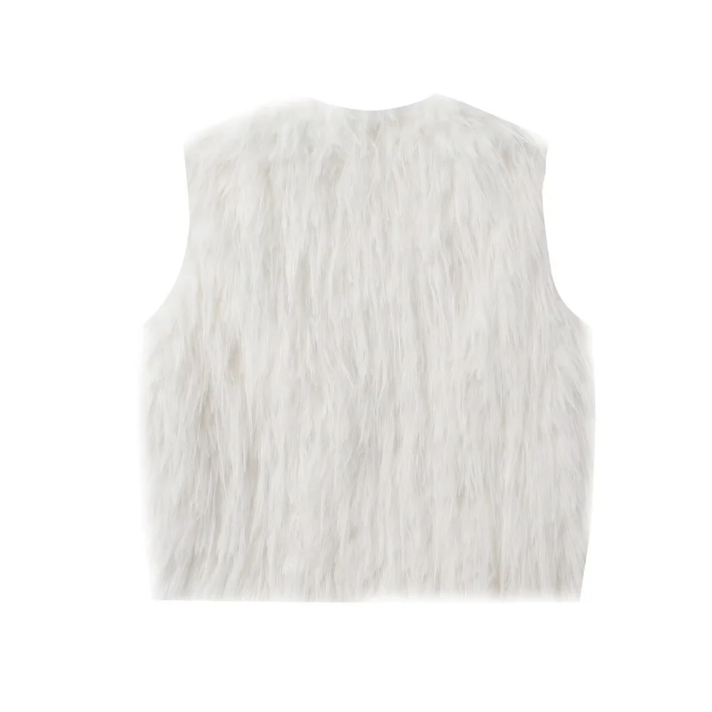 UNIZERA 2025, neues Damen-Casual-Mode-Tanktop im europäischen und amerikanischen Stil mit berührendem Pelzeffekt