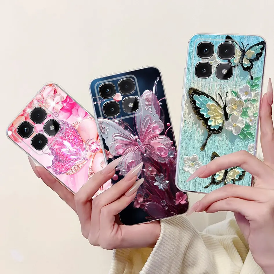 For Xiaomi 14T Case Mi 14T Pro 5G Cover Colorful Butterfly Soft Silicone Slim Fundas Shockproof Bumper For Xiaomi 14T Pro Hoesje