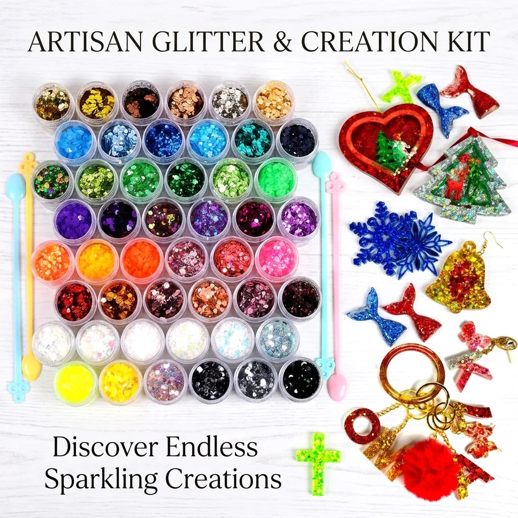 

Набор из 48 предметов для рукоделия из смолы: блестки и пайетки разного размера для наполнения форм, аксессуары для рукоделия и DIY-проектов