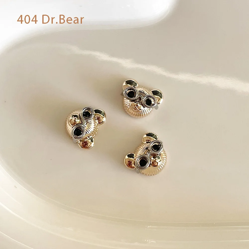 -Dr. Beer-Kiyomi Loveley Slijtage Glas Dier Bear Charmes Intellectuele Serieuze Stijl Beer Metallic Legering Zirkoon Diamanten Sieraden 404