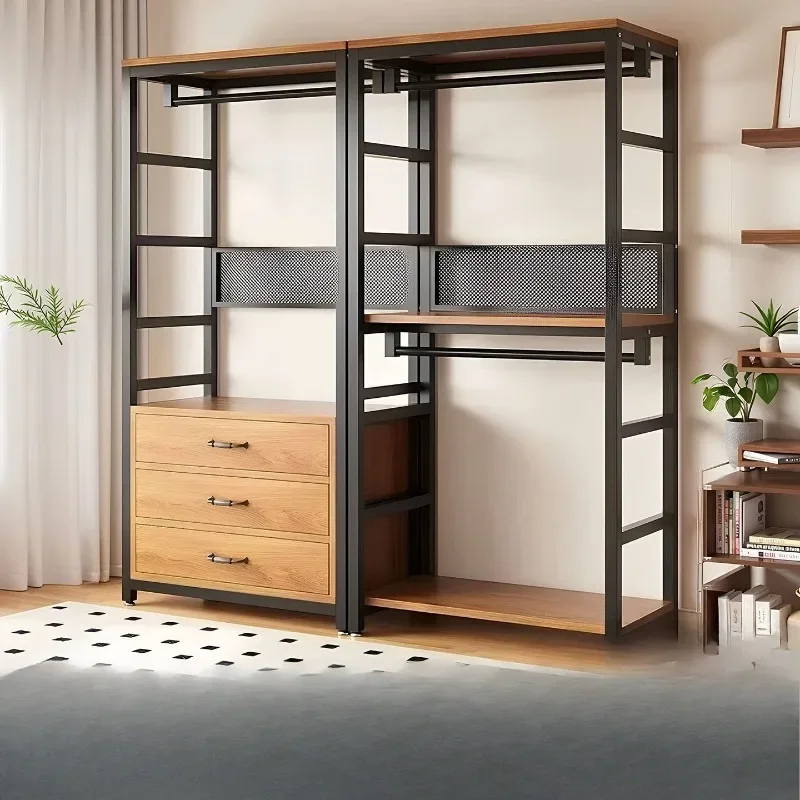 Open wardrobe self-made walk-in cloakroom wardrobe combination clothes rack hanger floor-to-ceiling bedroom rack