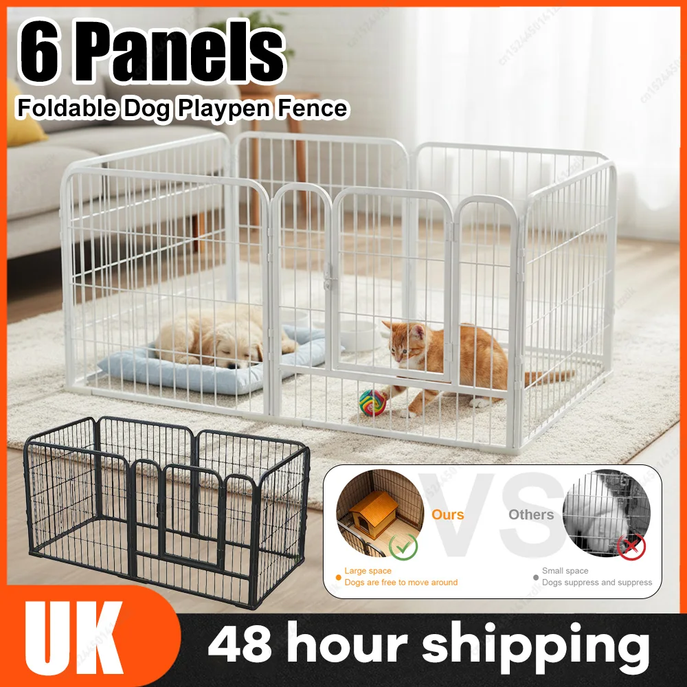 

Забор для собак, 6 панелей, складной манеж для упражнений для домашних животных, клетка из нержавеющей стали, большой питомник для собак, кошек, кроликов, забор для упражнений для домашних животных 120x60x60c