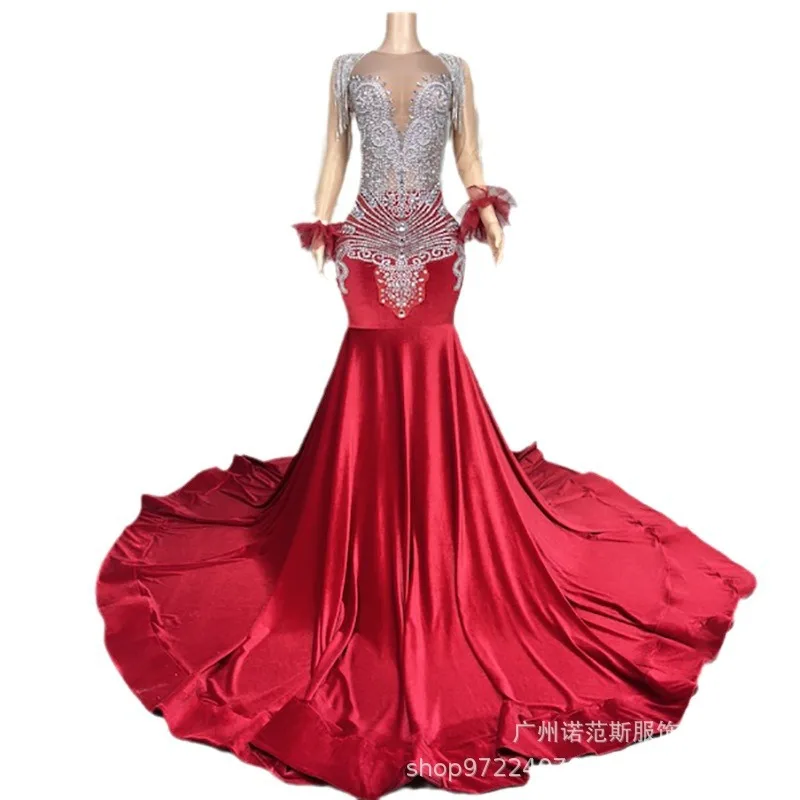 فستان الخطوبة والولائم نخب جوقة مضيفة مسابقة الأغنية الحمراء موصل كوكتيل حفلة سهرة فستان فيستدوس دي نوش أنيق