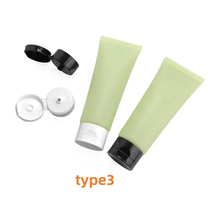 Wholesale 100m Matte Cosmetic Tube for Refillable Cleanser Lubricating Oil Gel Flip-Top Empty Bottles Translucent Green Bottle