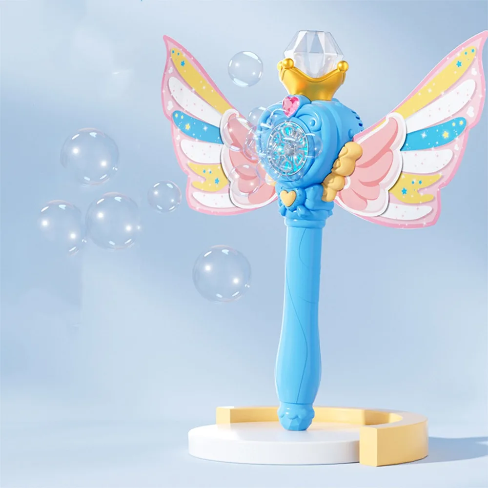 

Gift Automatic Electric Bubble Maker Luminous Handheld Bubble Wand with Wings Bubble Blower Outdoor Party