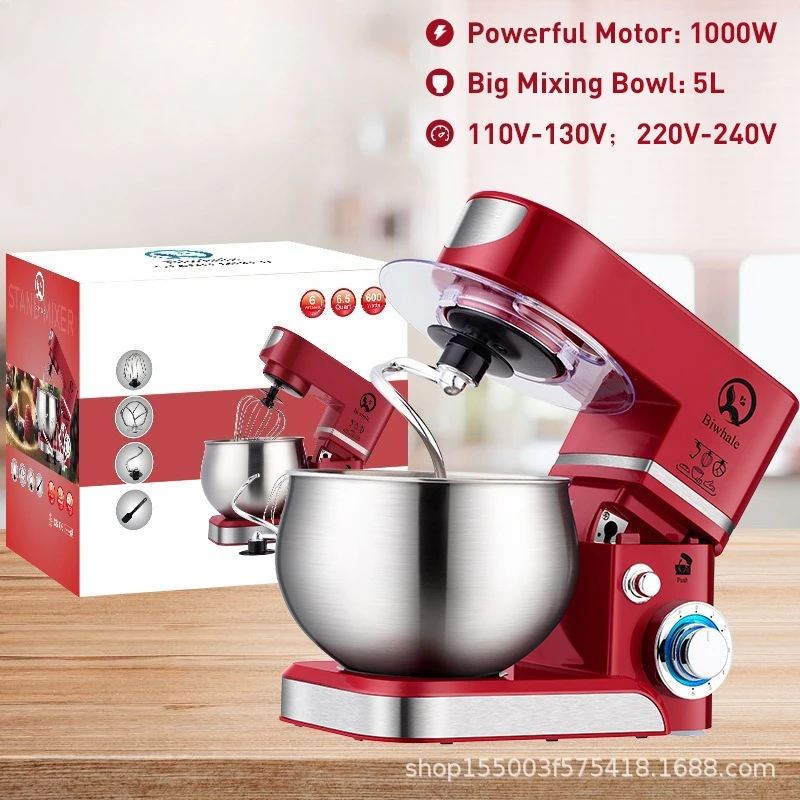 5L Stand Mixer – 3-in-1 Multifunctional Kitchen Machine with Dough Hook, Beater & Whisk,1000W Powerful Motor for Baking/Cooking