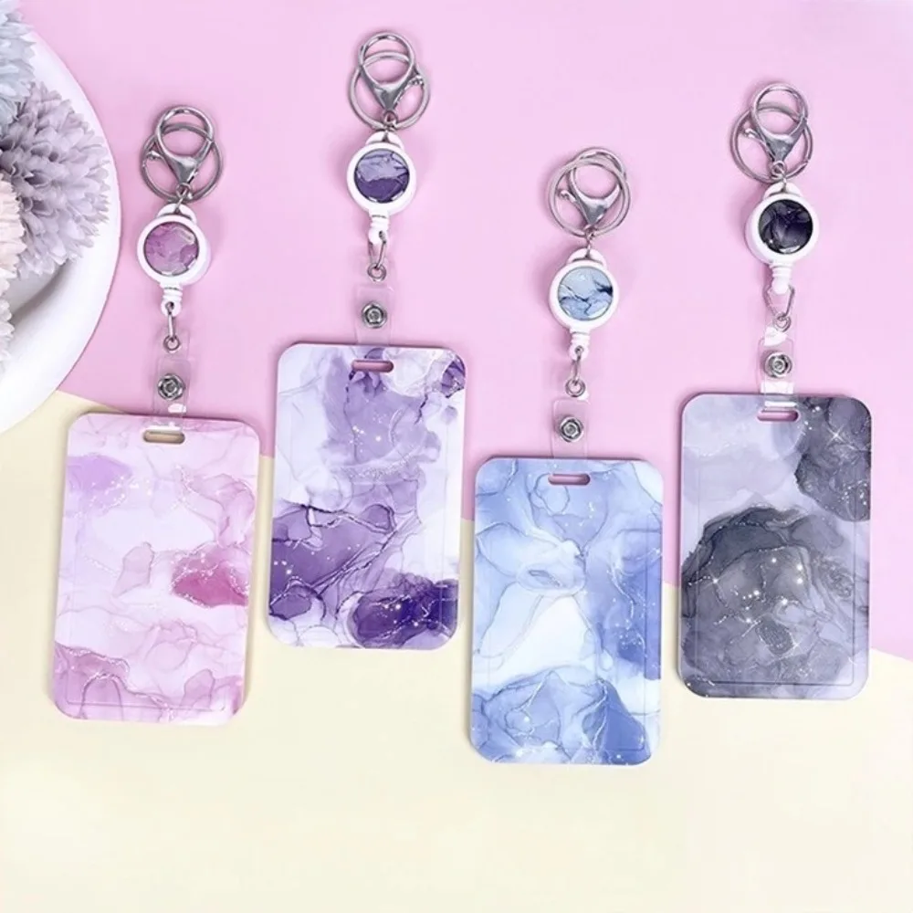 Marbling Pass Work ID Card Holder Badge Sleeve Working Permit Case Chest Tag for Staff Workers Credit Card Protector Badge Cover