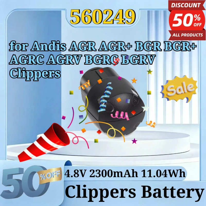 560249 64715 64725 63700 2300mAh 4.8V 11.04Wh NI-MH Replacement Battery for Andis AGR AGR+ BGR BGR+ AGRC AGRV BGRC BGRV Clippers