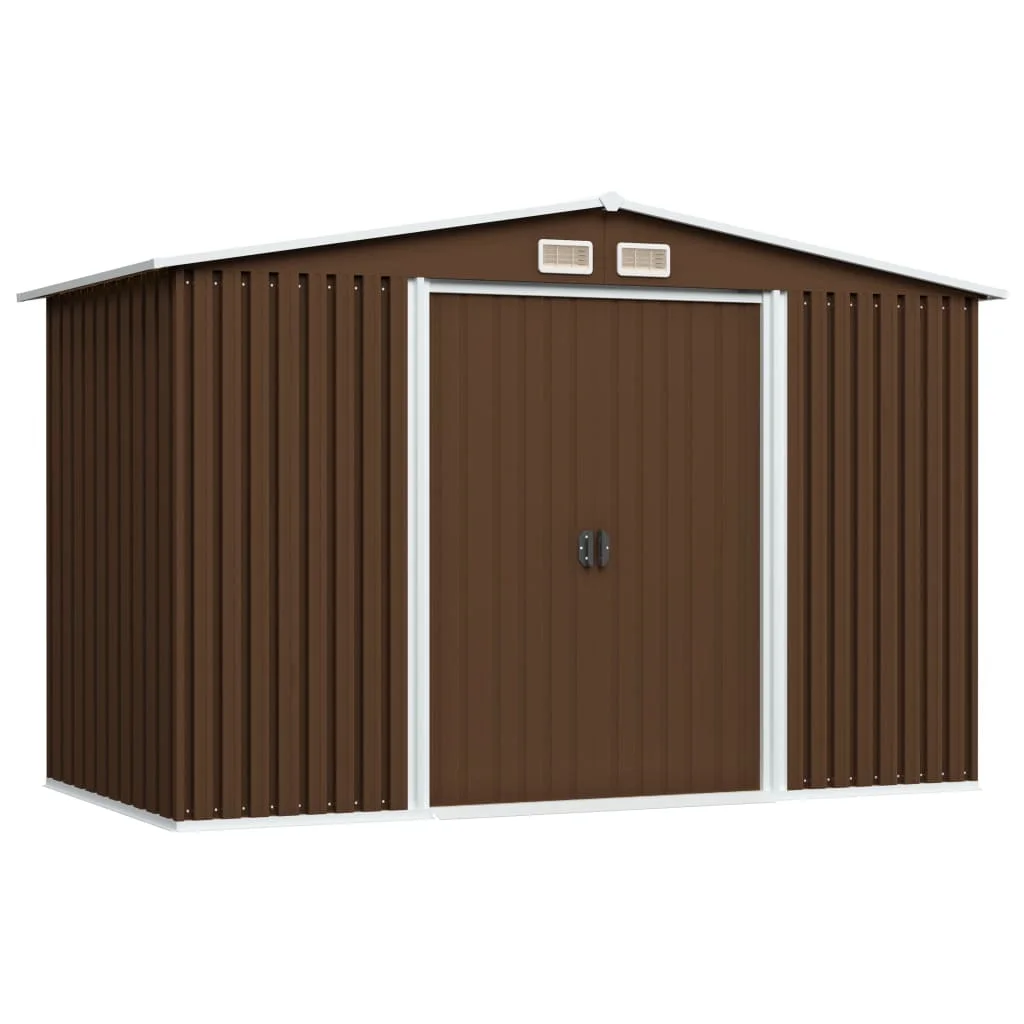 

Garden Storage Sheds, Galvanised Steel Outdoor Tool Shed, Patio Decoration, Brown 257x205x178 cm