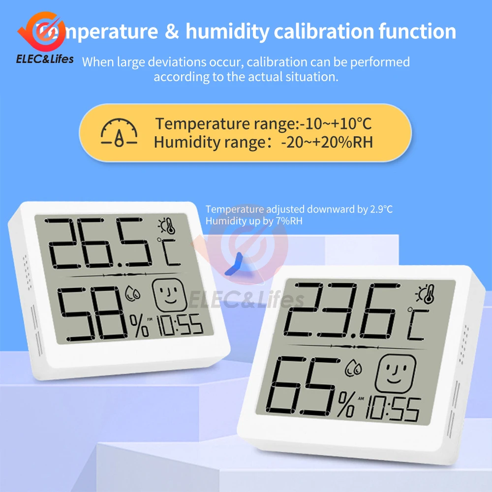 Smiley Mini LCD Digital Thermometer Hygrometer Indoor Room Temperature Humidity Meter Sensor Gauge Weather Station With Battery