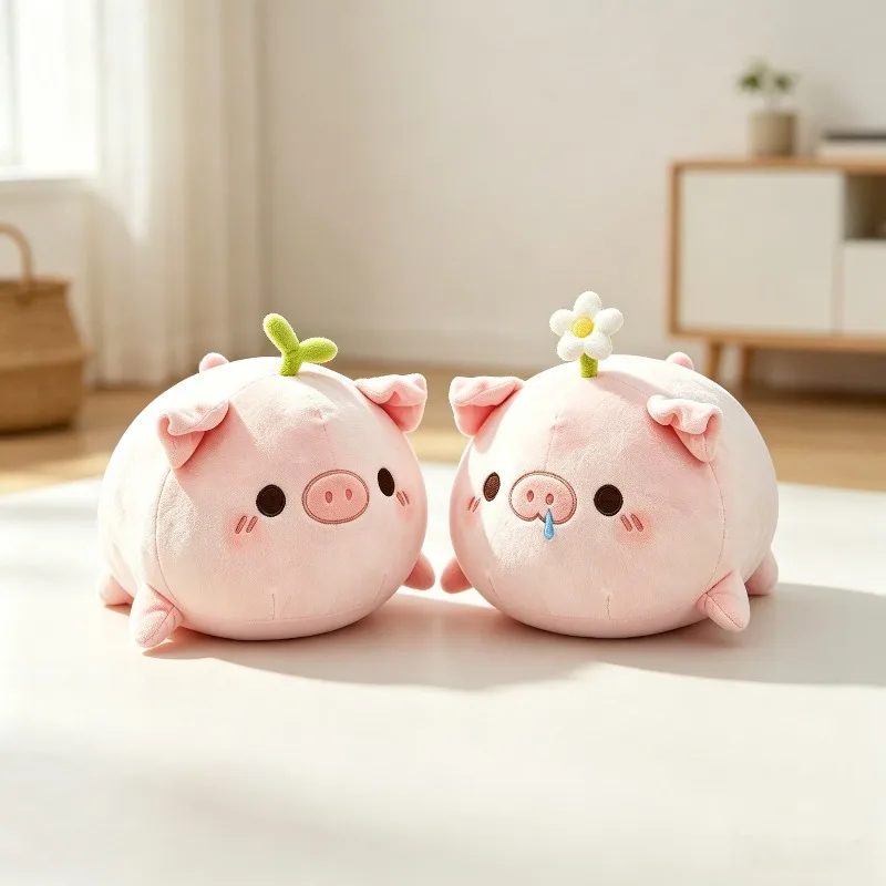 Cute‑Little‑Flower‑Pig Throw‑Pillow Soft‑Plush‑Toy‑Figure Adorable‑Grass‑Pig‑Stuffed‑Doll Child‑Oriented‑Play‑Ornament Heartfelt