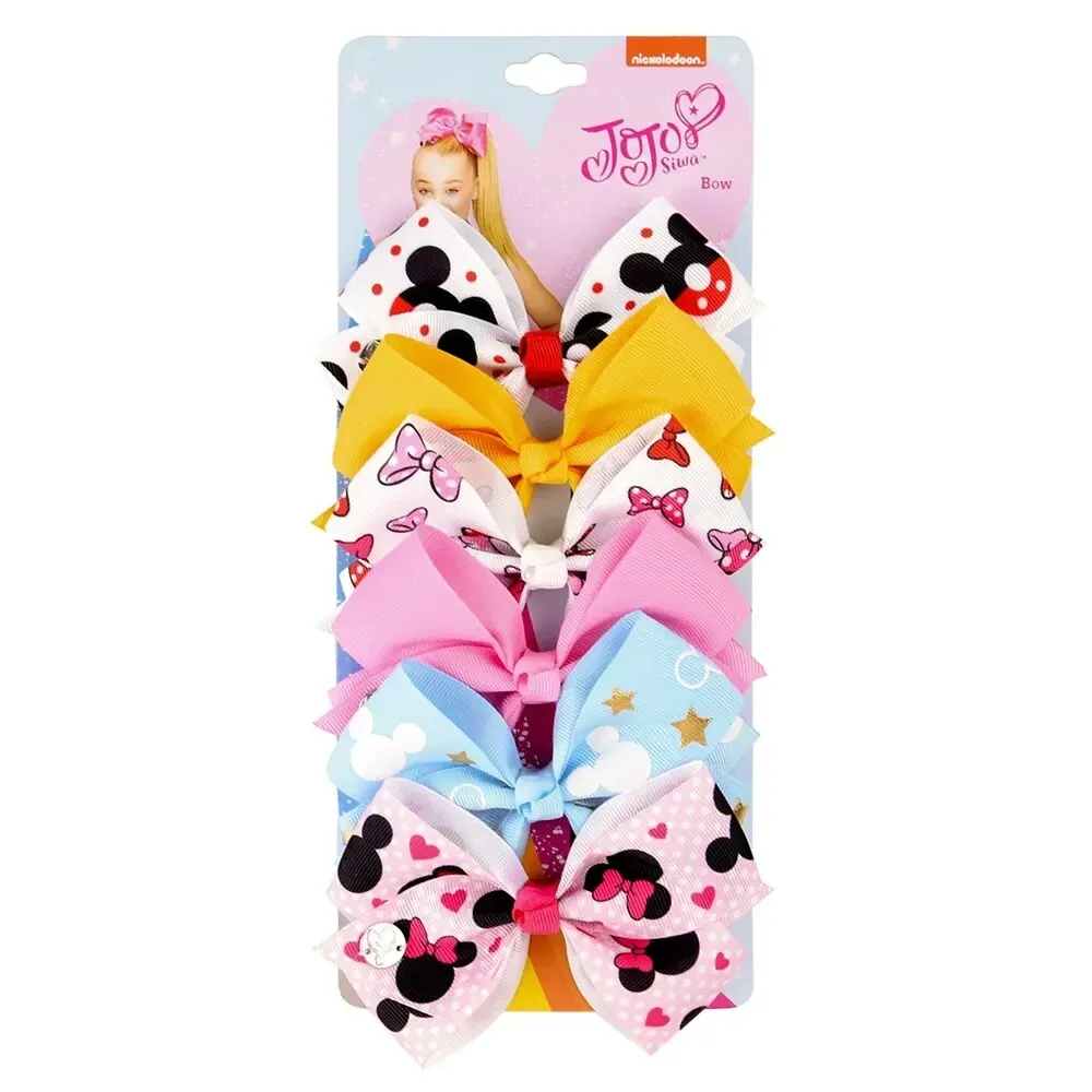 6 Pieces/Set JOJO Siwa Hair Bows Printed Unicorn JOJO Clip Handmade Hair Bow With Clip Hairgrips Hair Accessories