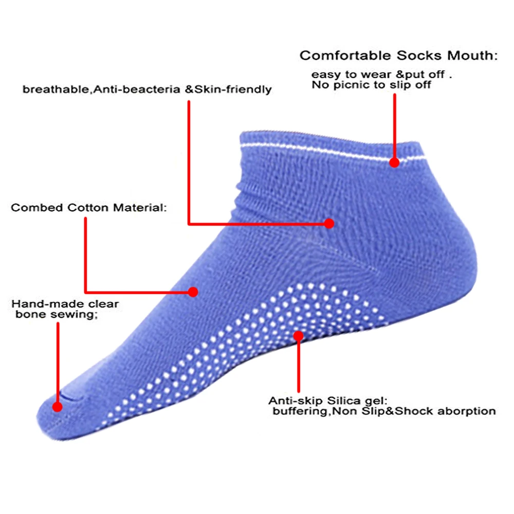 جوارب يوجا قطنية مضادة للانزلاق للنساء ، زوج واحد ، مادة جيدة التهوية ، للصالة الرياضية ، البيلاتس ، الباليه ، اللياقة البدنية ، الرياضة ، الرقص