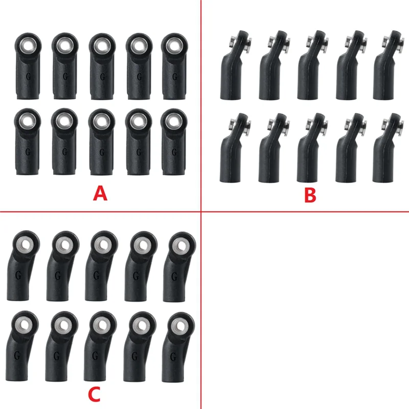 

B05C-60PCS Plastic M4 Rod Ends Link Balls Head Linkage Joint For 1/10 RC Crawler Car Axial SCX10 II 90046 Parts Accessories