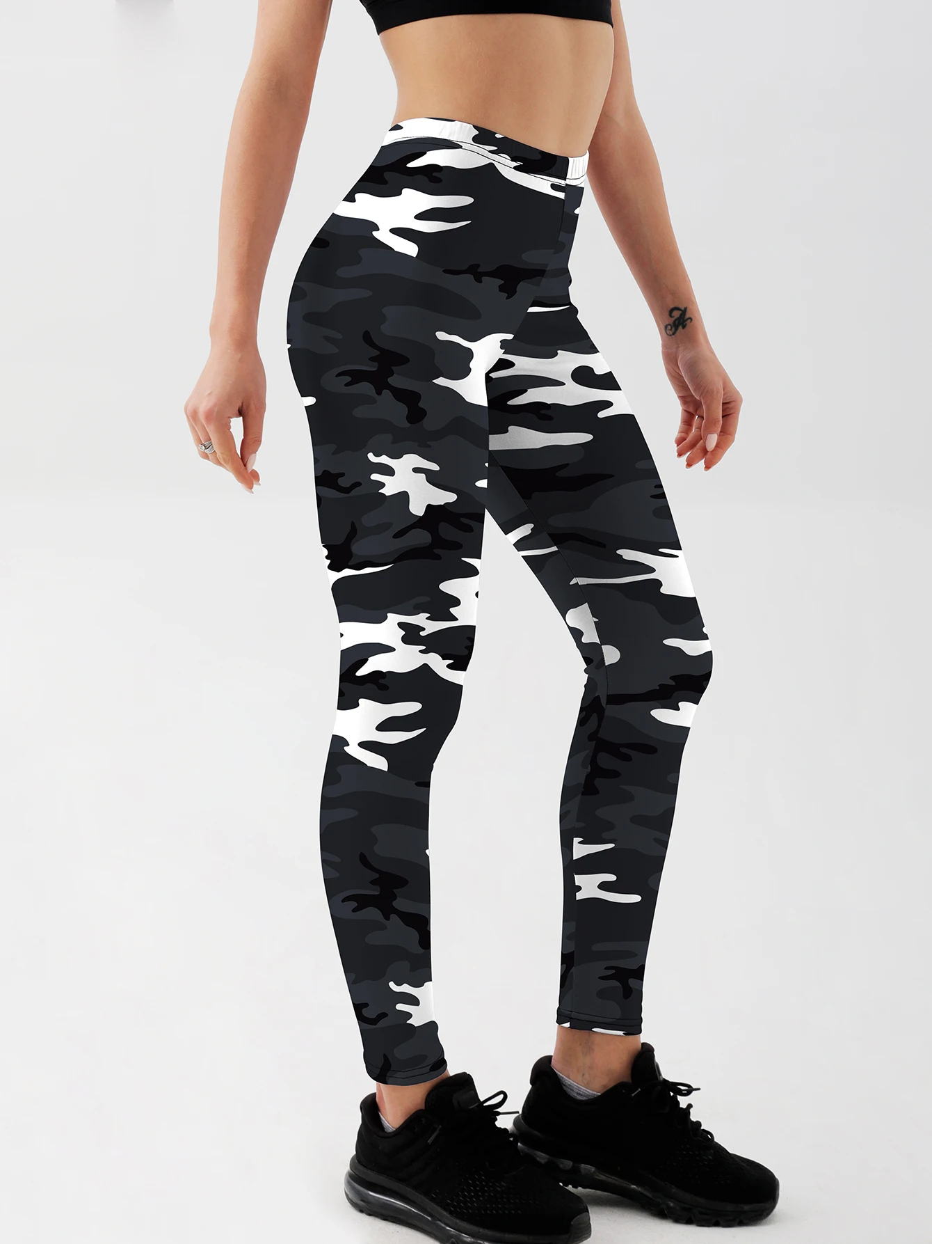 Leggings mimetici da donna alla moda per il Fitness Leggings da palestra a vita alta Push Up Leggings blu navy da donna