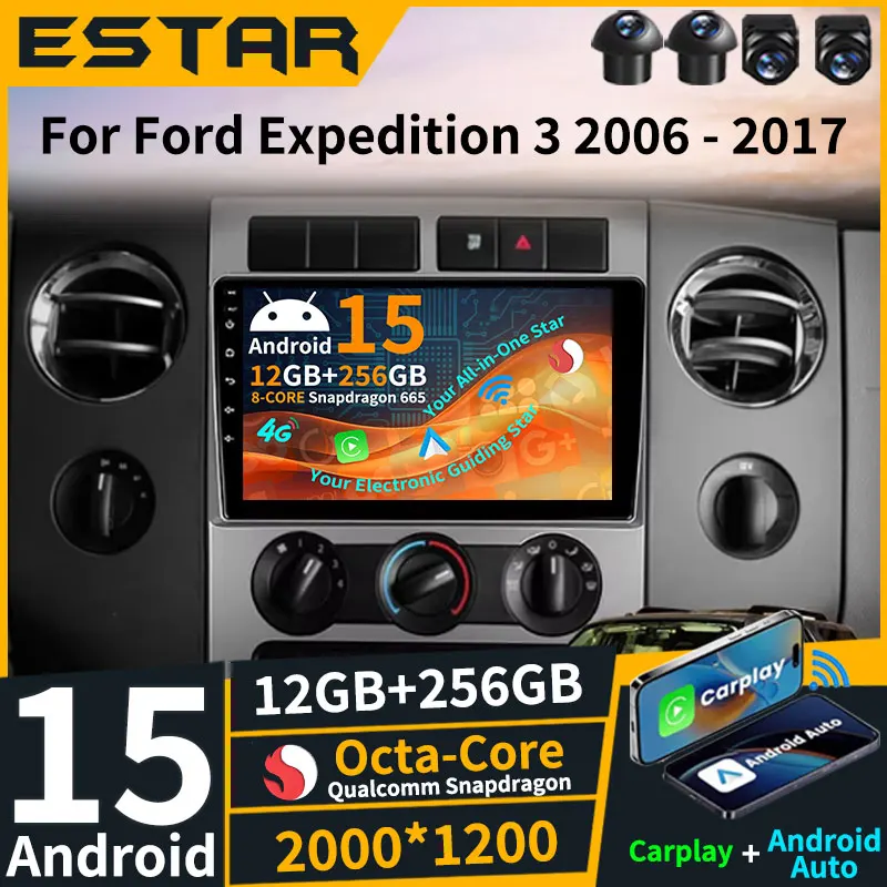 Wireless Carplay Android 15 For Ford Expedition 3 2006 - 2017 Car Radio Octa Core WIFI Stereo Head Unit DTS Navigation 4G LTE BT