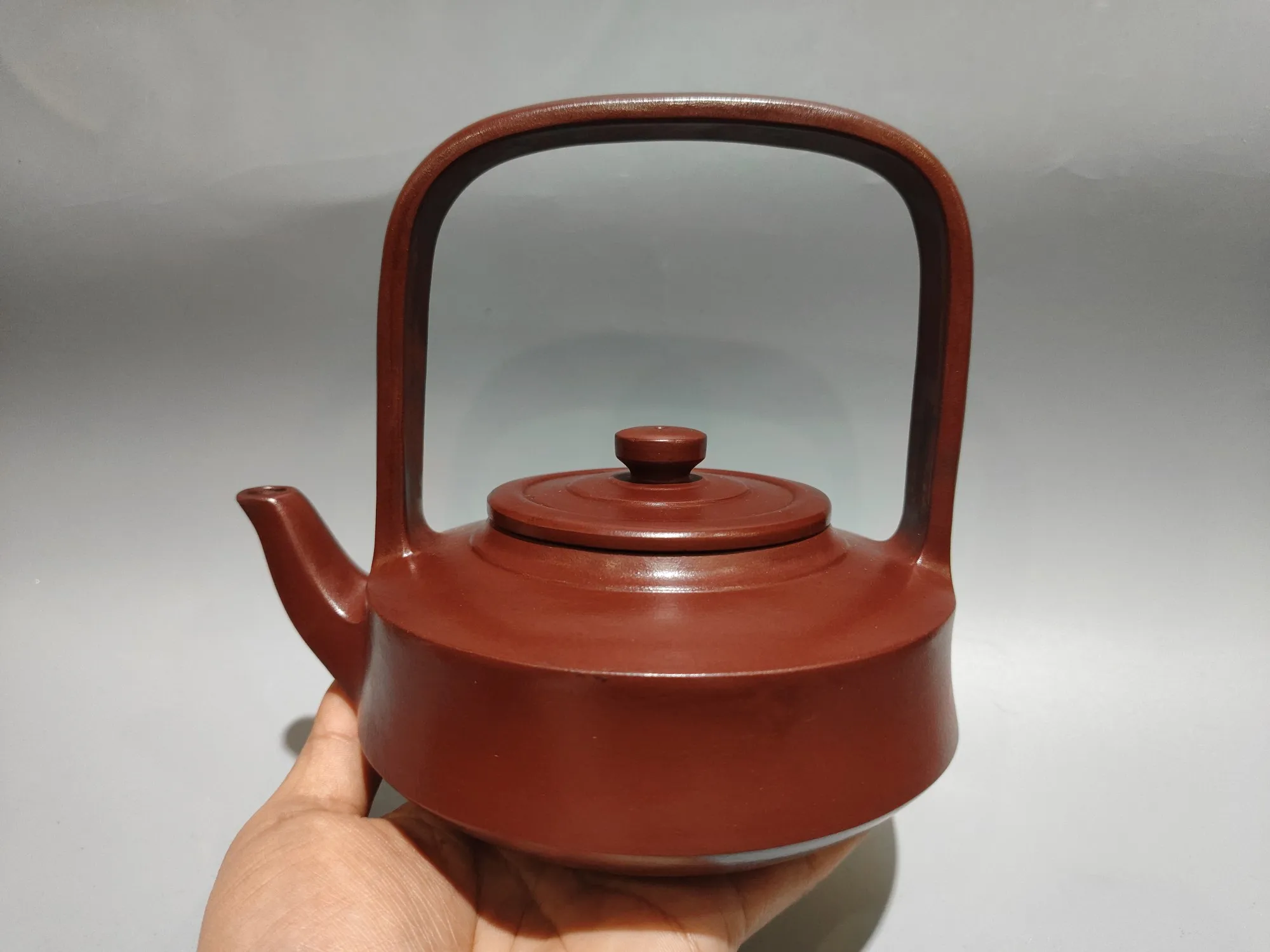 Purple Clay Pot The Book of Changes Disk shape Loop-handled Teapot Handheld components Study teapot Kettle Teapot  Pot Tea