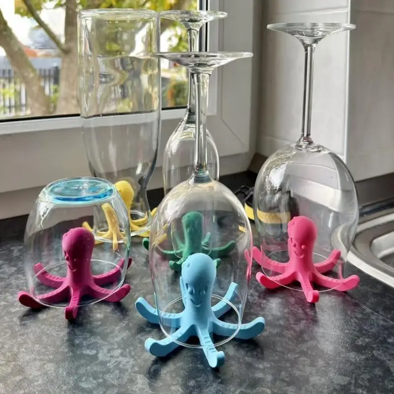 【BS】1Pcs 3D Printed Octopus-shaped Standalone Water Bottle Drying Rack Enhanced Drying Efficiency For Various Cup